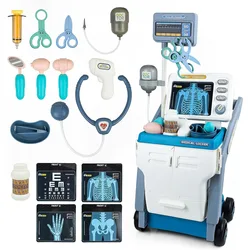 Doctor Kit Toy Pretend Play Doctor Games for Toddlers Medical Cart Kit with Sounds Thermometer Stethoscope CT X-ray Toy for Kids