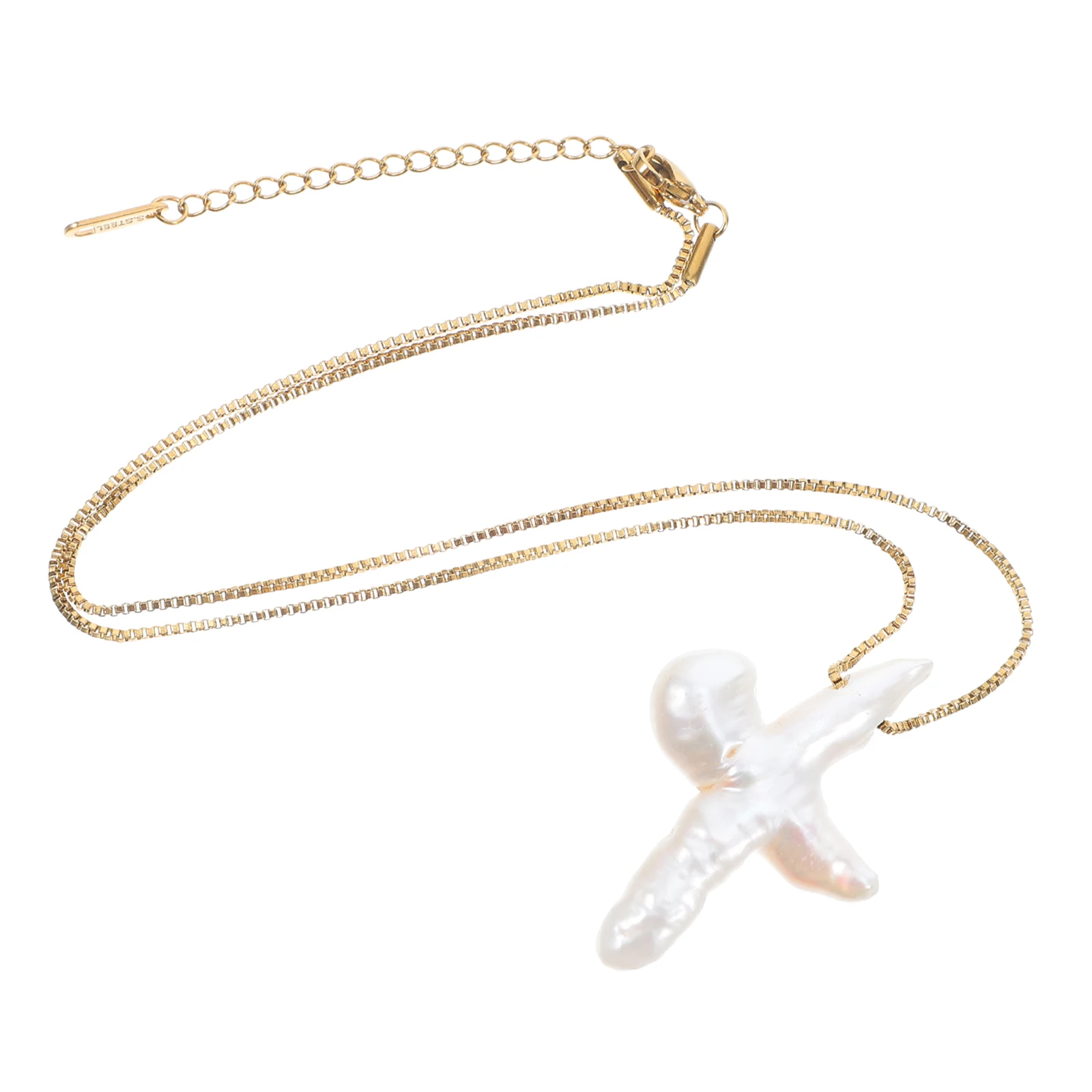 

Freshwater Pearl Cross Pendant Necklace for Women Minimalist Crucifix Chain Jewelry Simple Lightweight Durable of Love