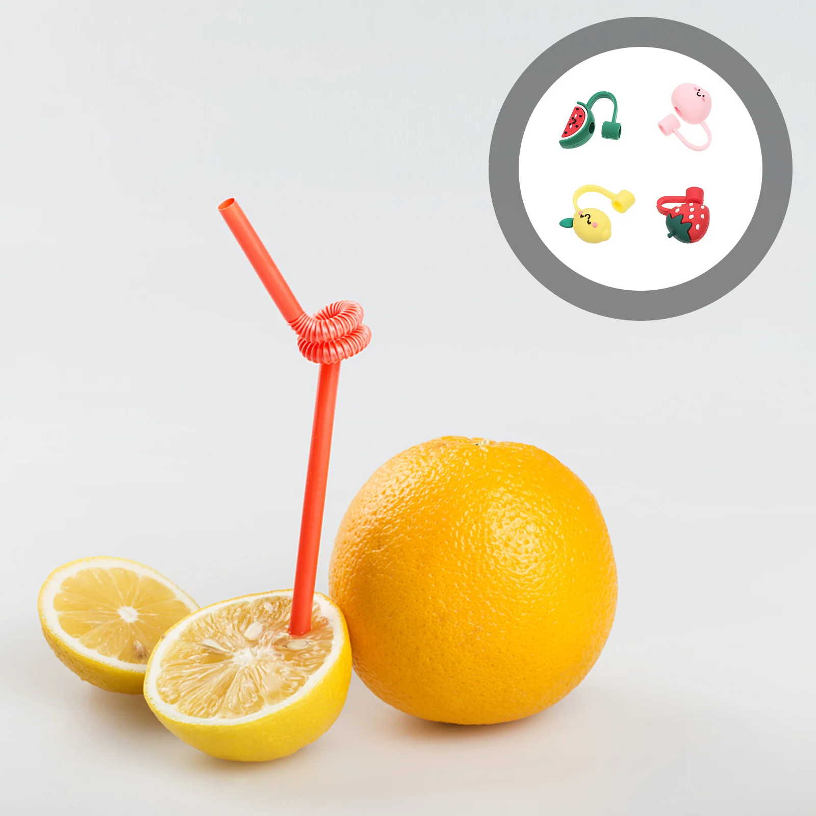 

12pcs Silicone Tips Covers Cute Fruits Straw Toppers Reusable Straw Caps Protectors For Tumblers Party Favors Kawaii Decorative