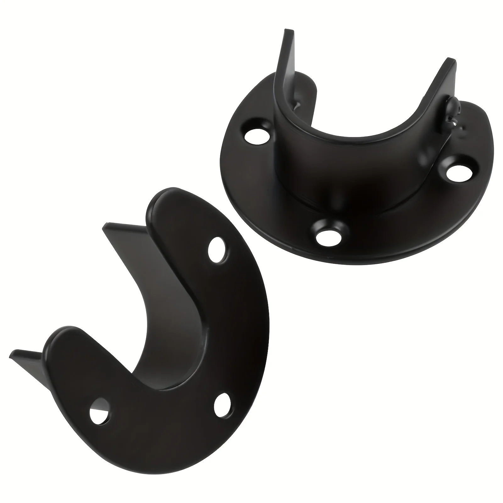 Black U-Shaped Wardrobe Rod Bracket, Used for Wardrobe Rod Sockets, Wardrobe Rod End Supports, Curtain Rod Brackets