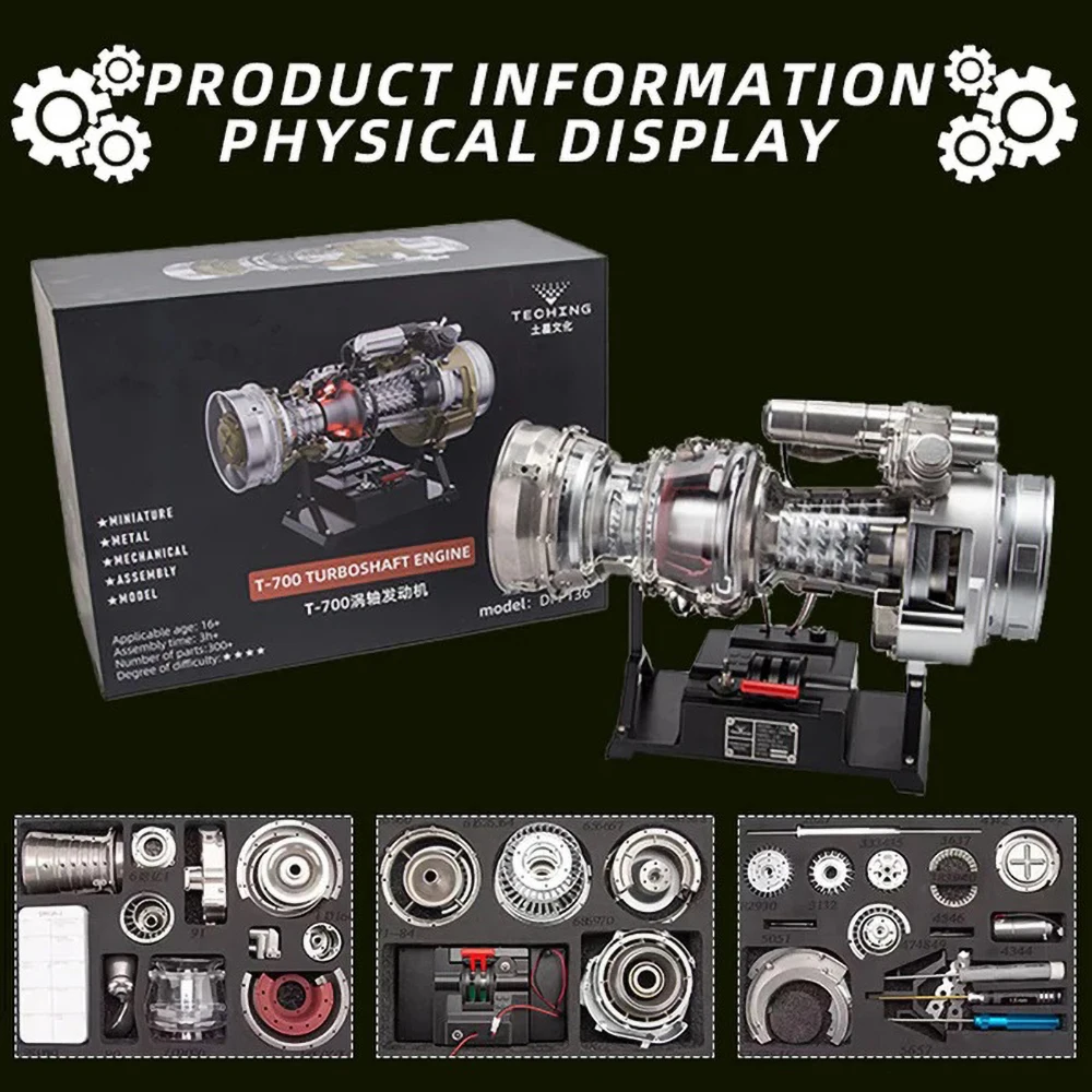 TECHING Simulation T-700 TURBOSHAFT ENGINE Electric Assembling Model KIT Adults Children's Toys Gifts