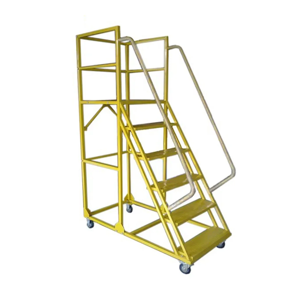 السوبر ماركت والمستودعات معدات البضائع والتخزين الصلب المنقولة تسلق سلم عربة