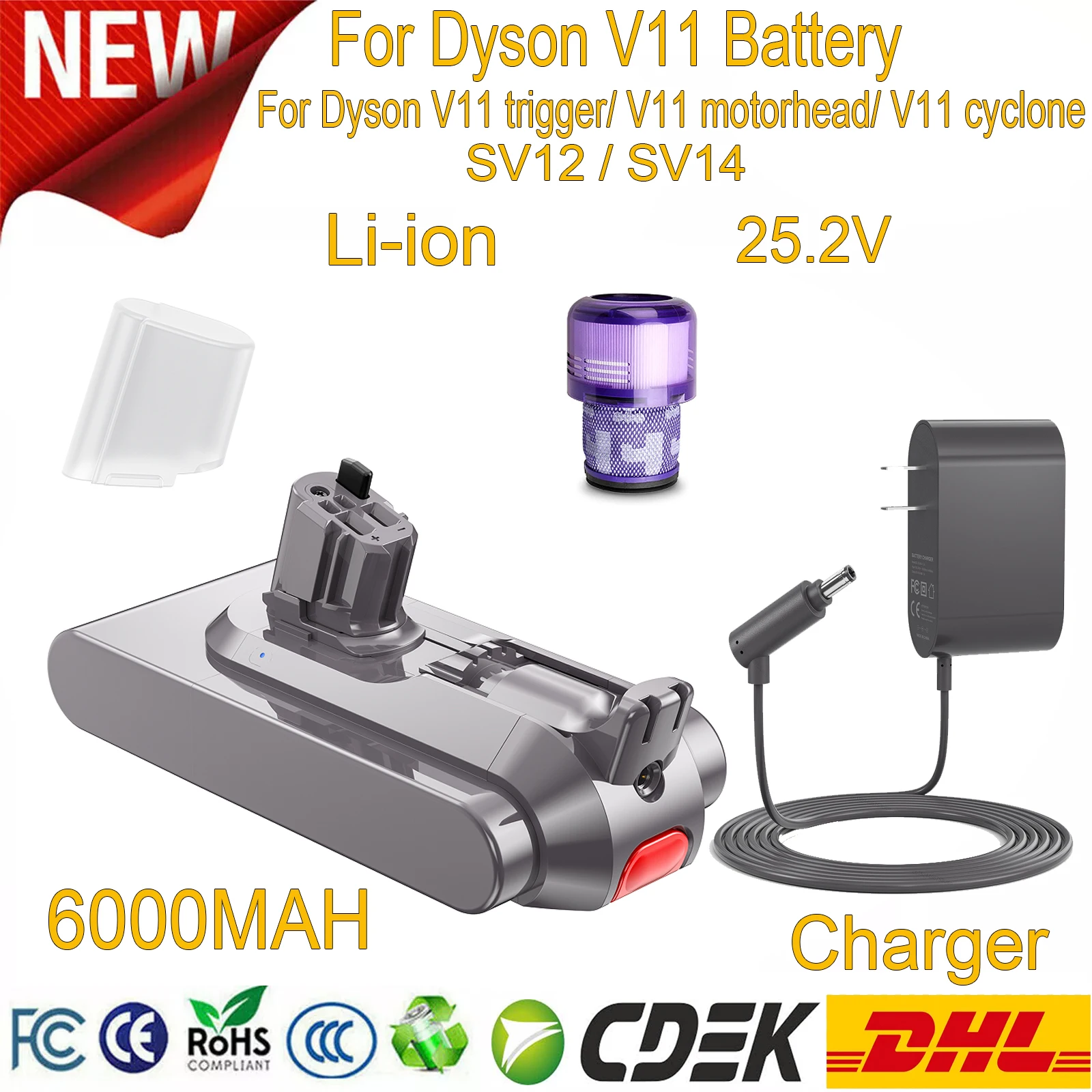 

For Dyson V11 Battery Adapter Replacement For Dyson SV14 Vacuum Cleaners V11 Absolute For Housing Cleaning(Only Fit Click-in)