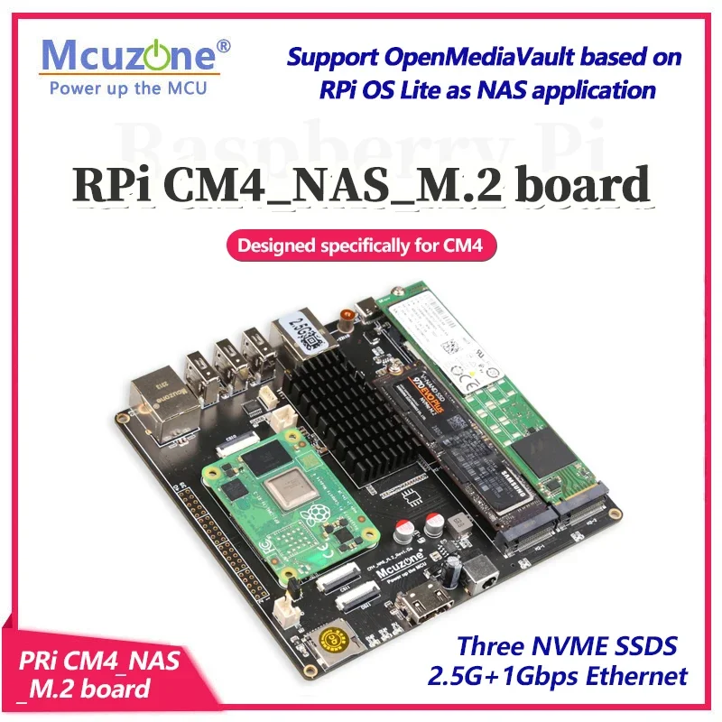 

Raspberry Pi CM4_NAS_M.2 board,3* NVME ssd, M.2 support 22110 2280 2242,2.5Gbps ETH and GIGA ethernet, OpenMediaVault,4*PCIE