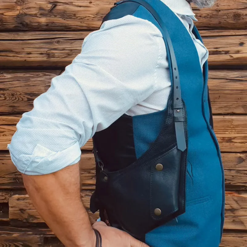 

Steampunk Vintage Shoulder Bag Dual Phone Wallet Purse Pocket Medieval Viking Costume Underarm Leather Bag For Men And Women