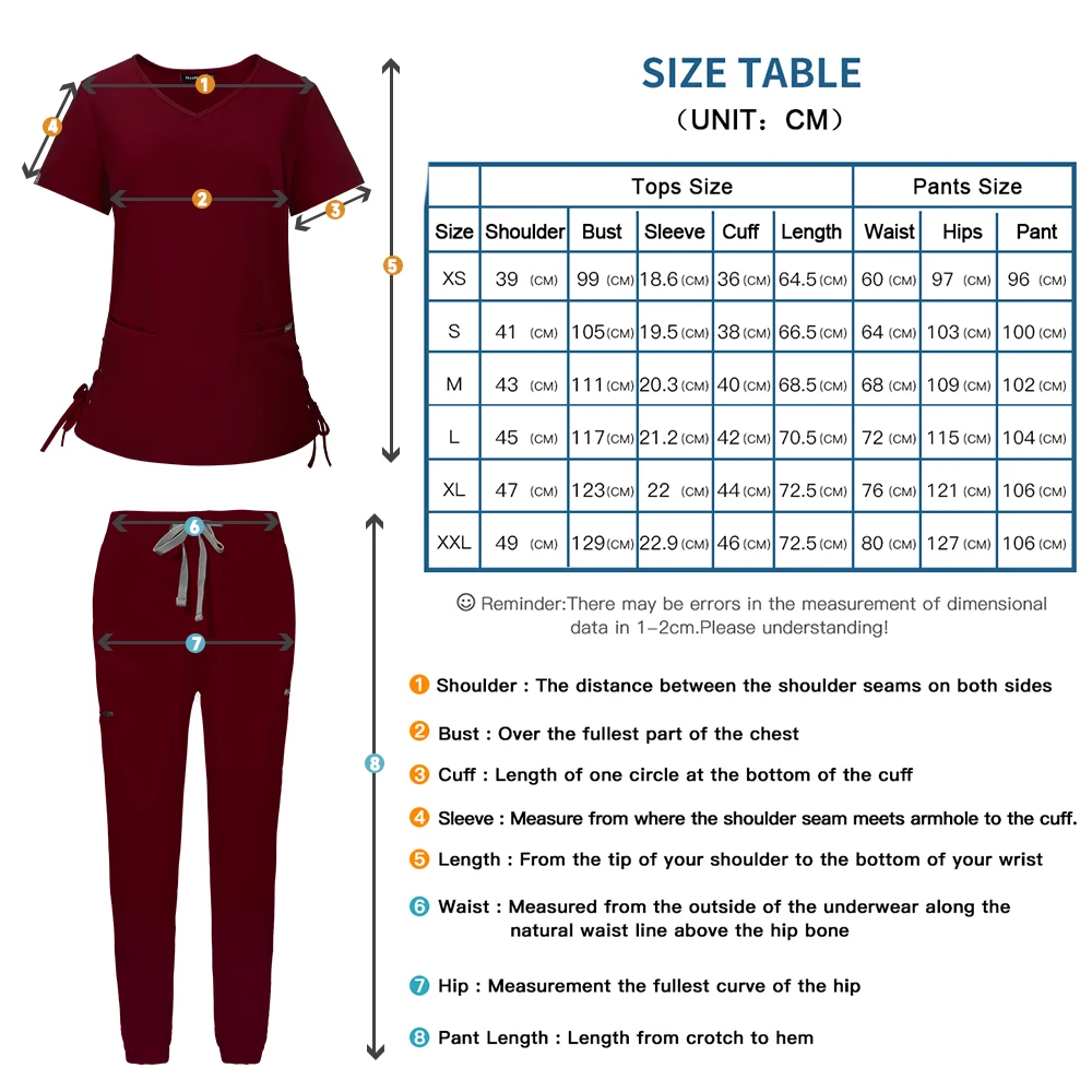 Enfermeira cirúrgica uniforme para mulheres, Beauty Workwear, Medical Scrub Set, Stretch Clinical Scrubs, Top Jogging Pants, Terno de enfermagem Doctor Vet