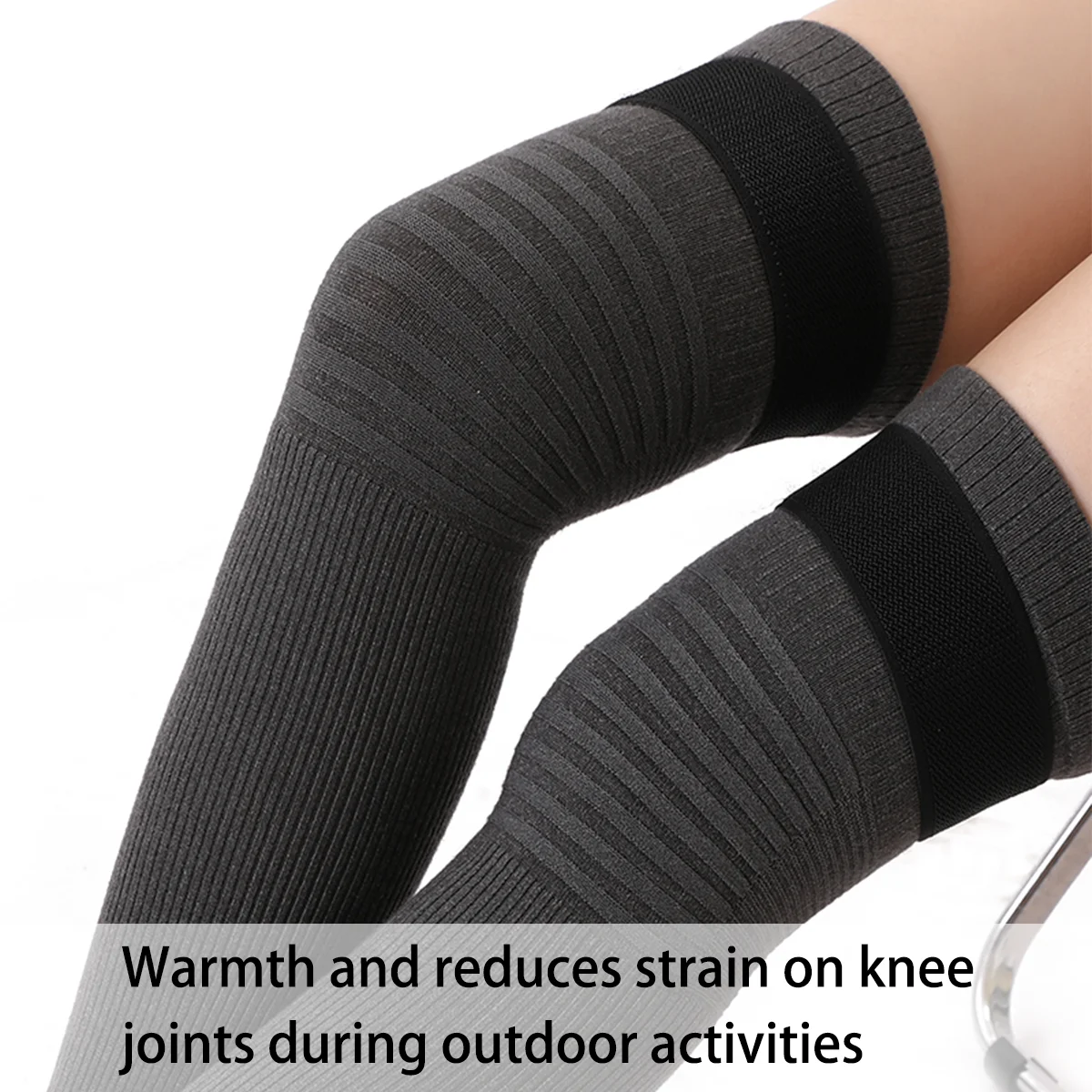 1 par de rodilleras para mujer, rodilleras largas antideslizantes elásticas ajustables, calentador de piernas para artritis, soporte para rodilla para deportes al aire libre