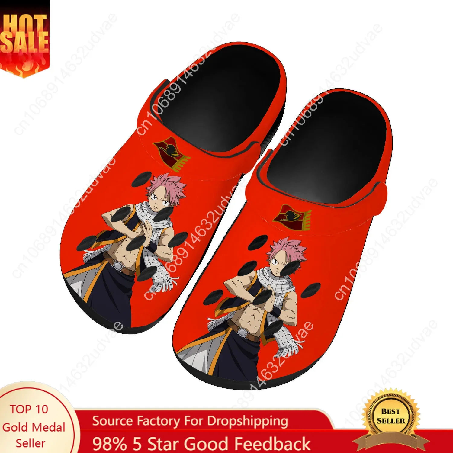 Natsu Dragneel Water Shoe Men Women Teenager High Quality Fashion Home Garden Clogs Custom Sandals Beach Breathable Hole Slipper