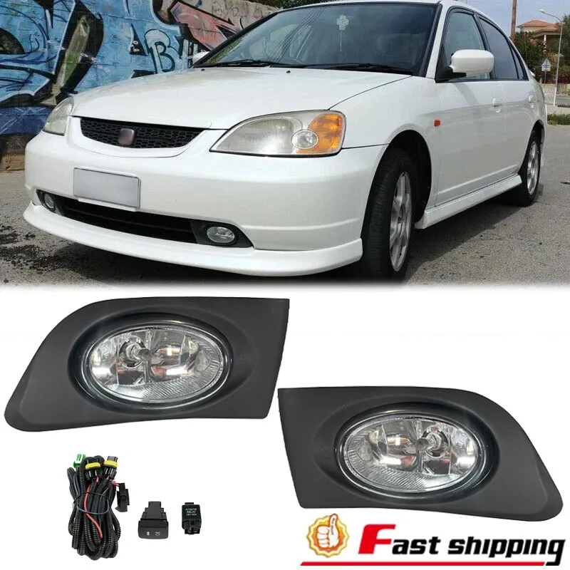 

Пара противотуманных фар с прозрачными линзами, включая лампы, проводку и выключатель, для Honda Civic 2/4-дверных моделей 2001-2003 годов.