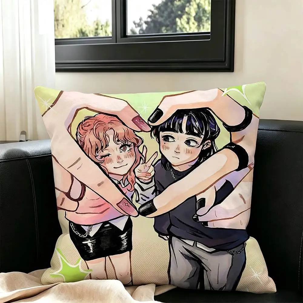 Comic-c Strip-p KiniOto Green Yuri  Pillow Case Square Double-Sided Sofa Cushion Cover Bedroom Bedside Pillow