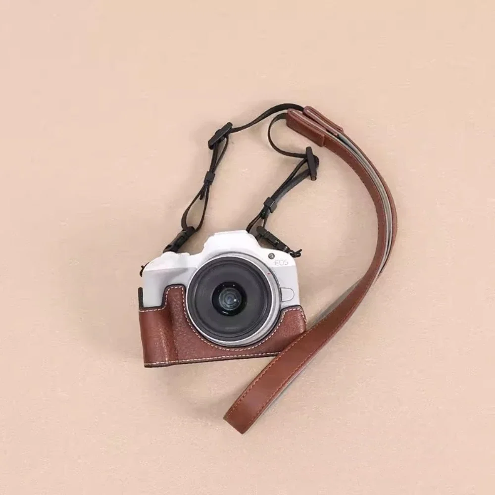 For Canon R50 R100 Retro half set Micro-single camera bag  Protective case portable camera bag Protective Body Cover