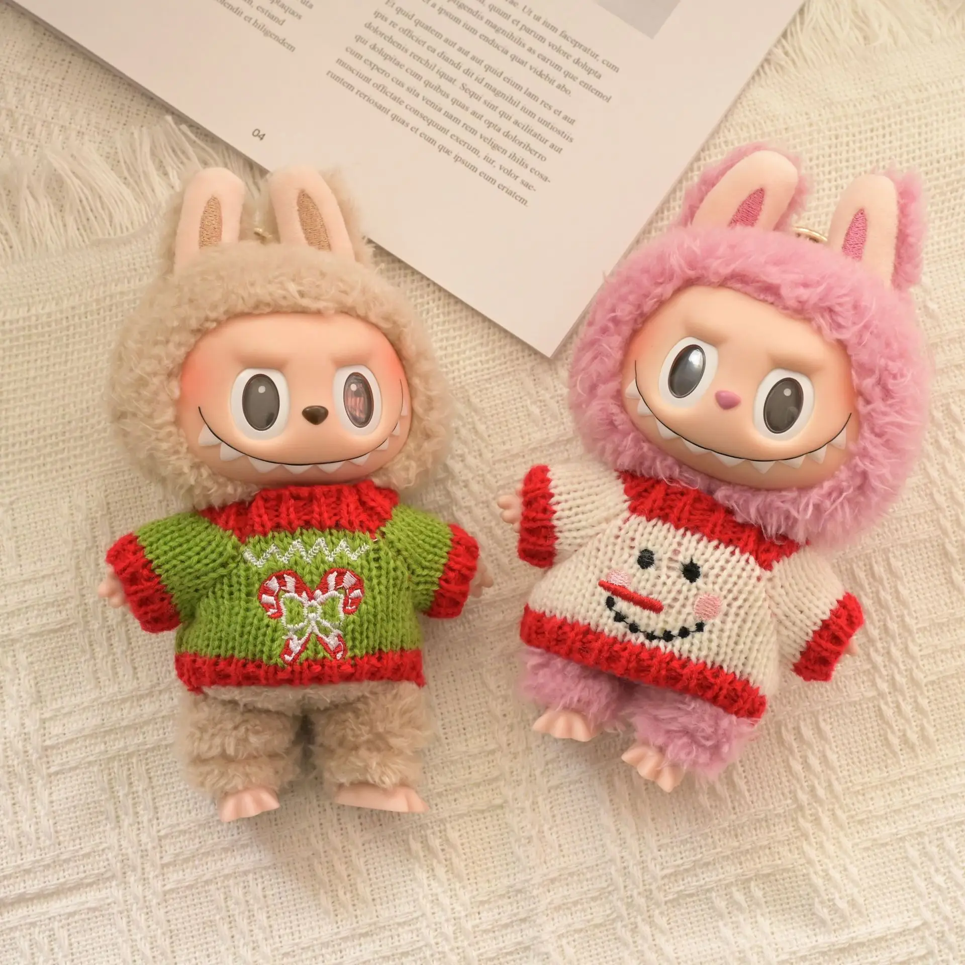 17cm Cute Mini Plush Doll'S Clothes Outfit Accessories For Labubu Dolls Knitted Sweater with Embroider Kid Gift