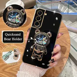 Glitter Quicksand Holder Plating Case para Samsung, Galaxy S21, S20, S23 Fe, S22 Plus Ultra, S10, S9, S8, Capa de Silicone, S 23, 21, 22