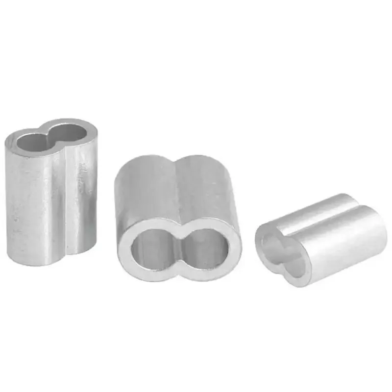 M1 M1.2 M1.5 M2 M2.5 M3-M12 Aluminum Ferrules Clamps 8-Shape Double Hole Aluminum Casing Wire Rope Oval Clip Wire Rope Ferrule