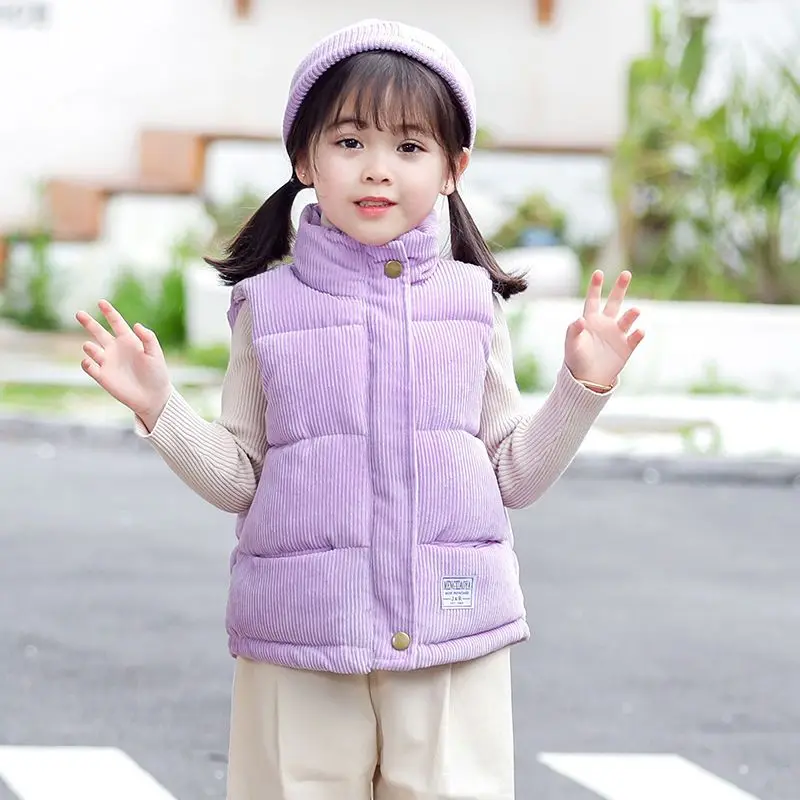 The new children's waistcoat qiu dong children in western style vest student boy girl clip cotton corduroy warm shawl