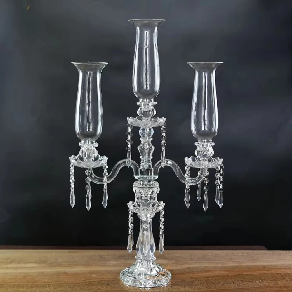 Gorgeous Table Centerpiece Luxury Candle Holders Decorative 3 Arms Crystal Candelabra