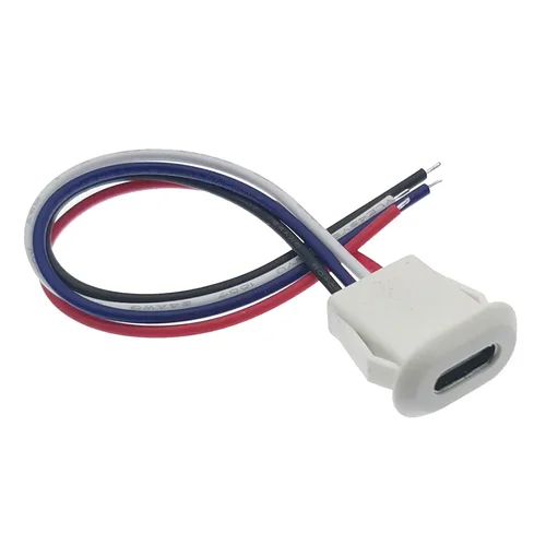 Imagen 2 del producto Conector USB tipo C de 2 pines y 4 pines, conector hembra con hebilla de tarjeta, puerto de carga de alta corriente 3A, enchufe de cargador de USB-C 2P 4P