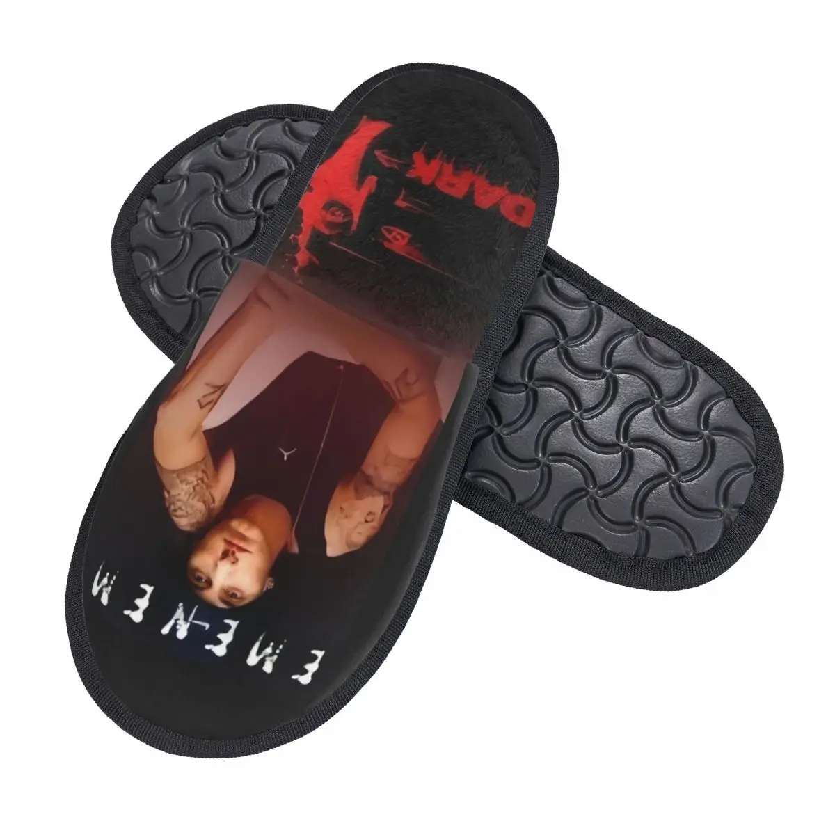 Custom Eminems Pop Muziek Zacht Traagschuim Huis Slippers Vrouwen Amerikaanse Hiphop Rapper Gezellige Warme Anti-Slip Slipper