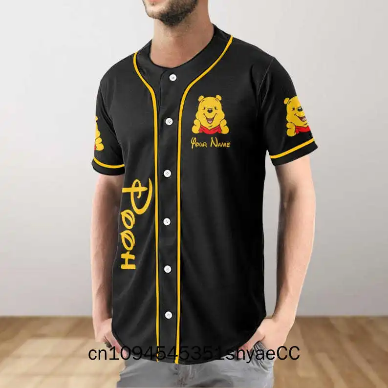 Custom Winnie The Pooh Baseball Jersey, Pooh Jersey Shirt, Pooh Bear Athletic Jersey, Disney Pooh Baseball Shirt, Jersey Men Wom
