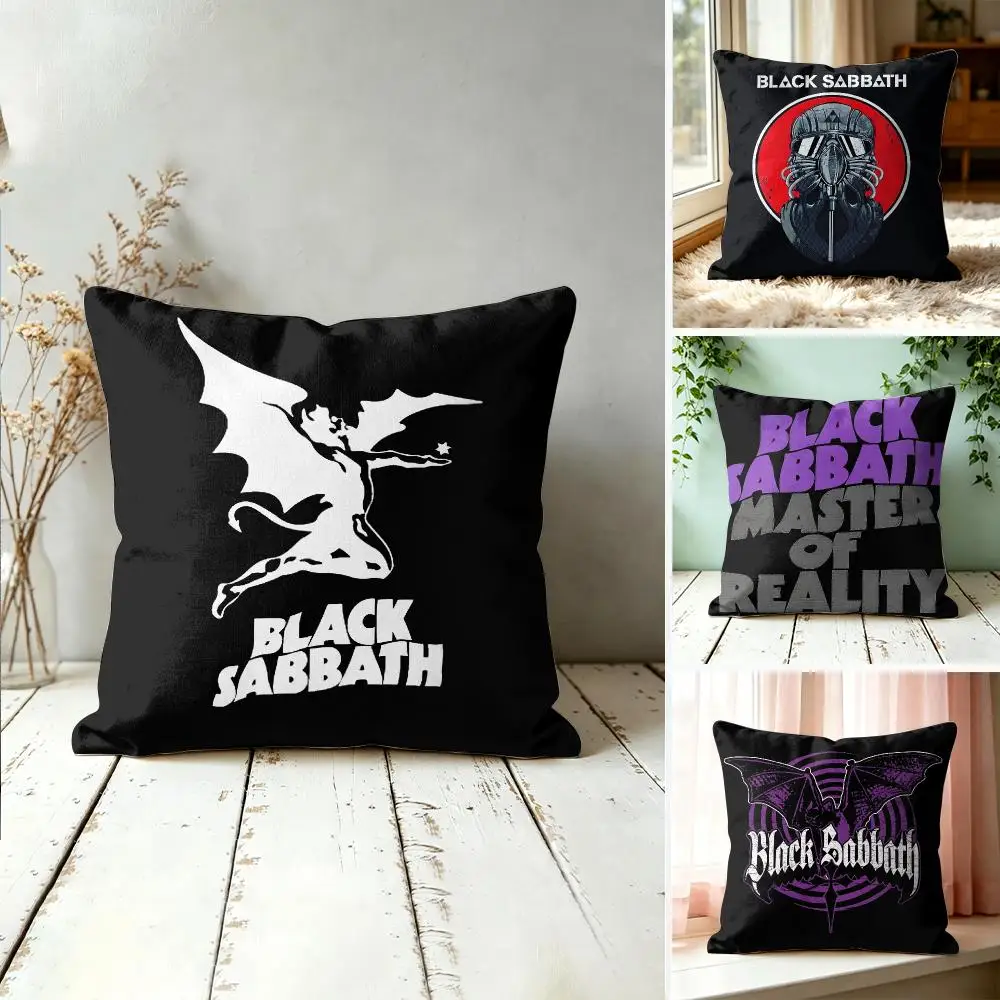 Black S-Sabbath Rock Band Cushion Cover Square Decorative Throw Pillow 40x40cm For Sofa Bedroom Living Room Home Decor