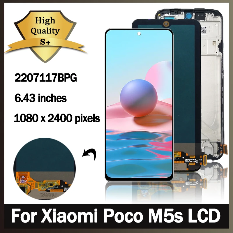 Xiaomi Poco M5s lcd 2207117BPG 용 슈퍼 아몰레드, Poco M5S lcd 디스플레이 용 디스플레이 터치 스크린 디지타이저 어셈블리 교체