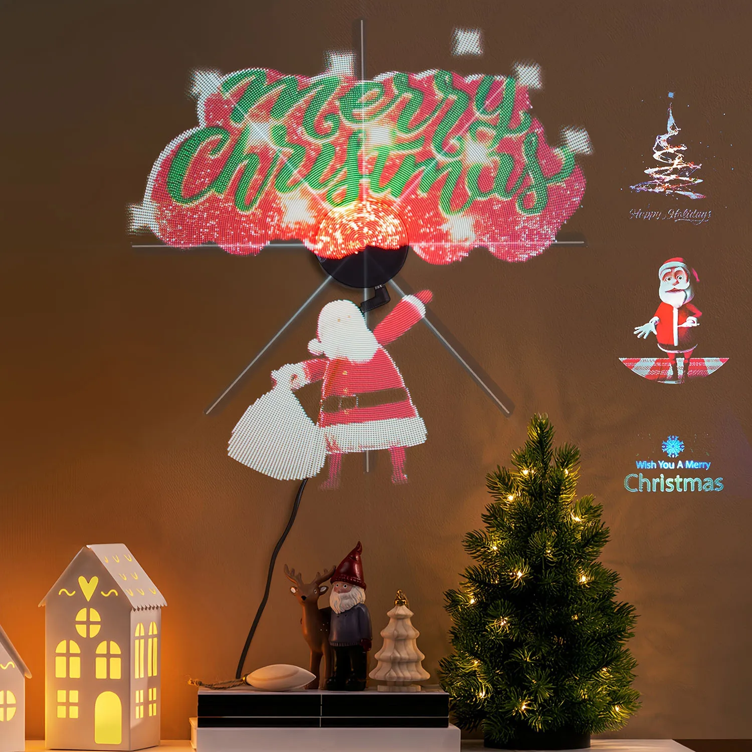 3D Holographic Projection Fan 42CM Advertising Space Suitable For Shops Bars Parties Christmas High-Definition Holographic Proje