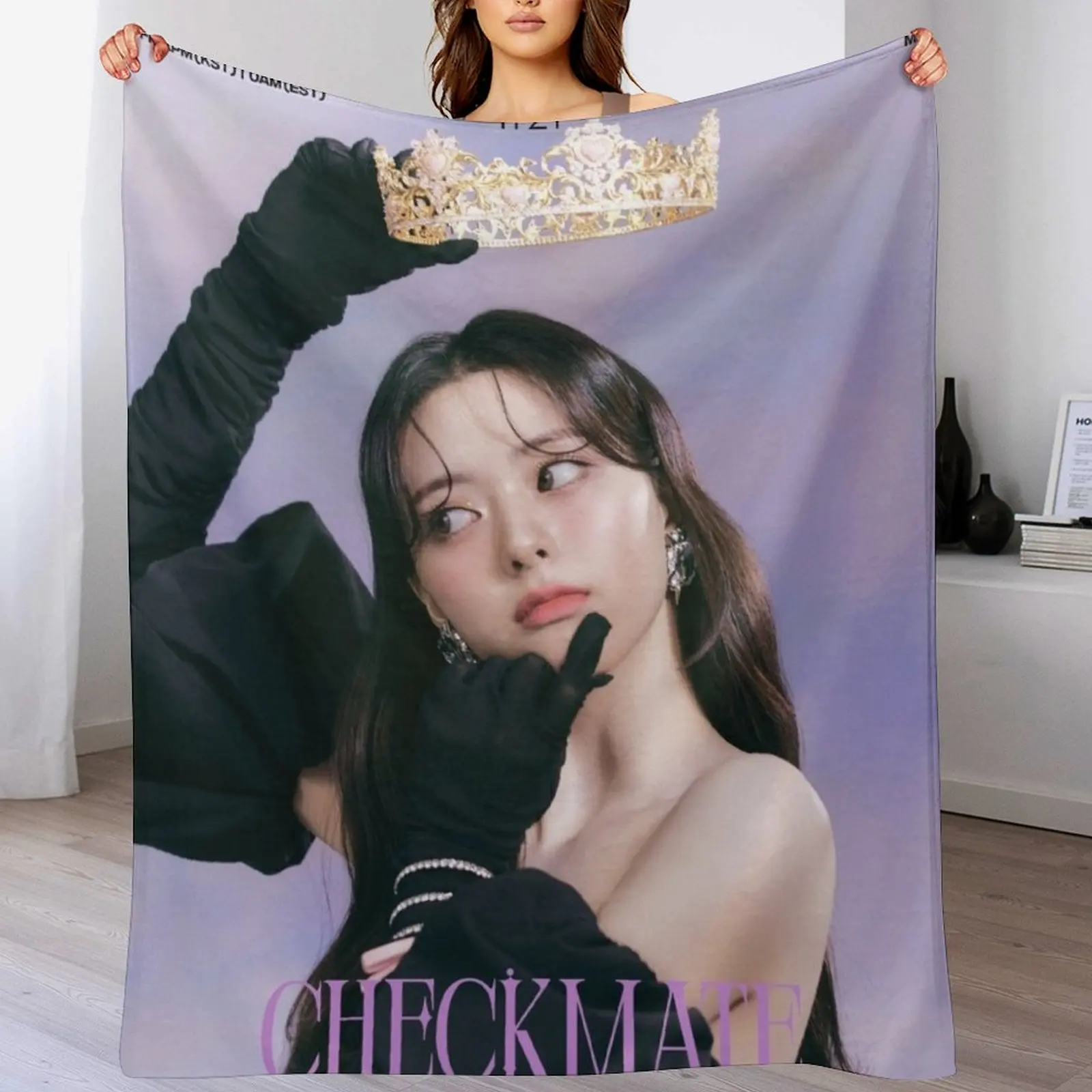 ITZY YUNA Checkmate Throw Blanket bed plaid for winter Bed blankets and throws Blankets