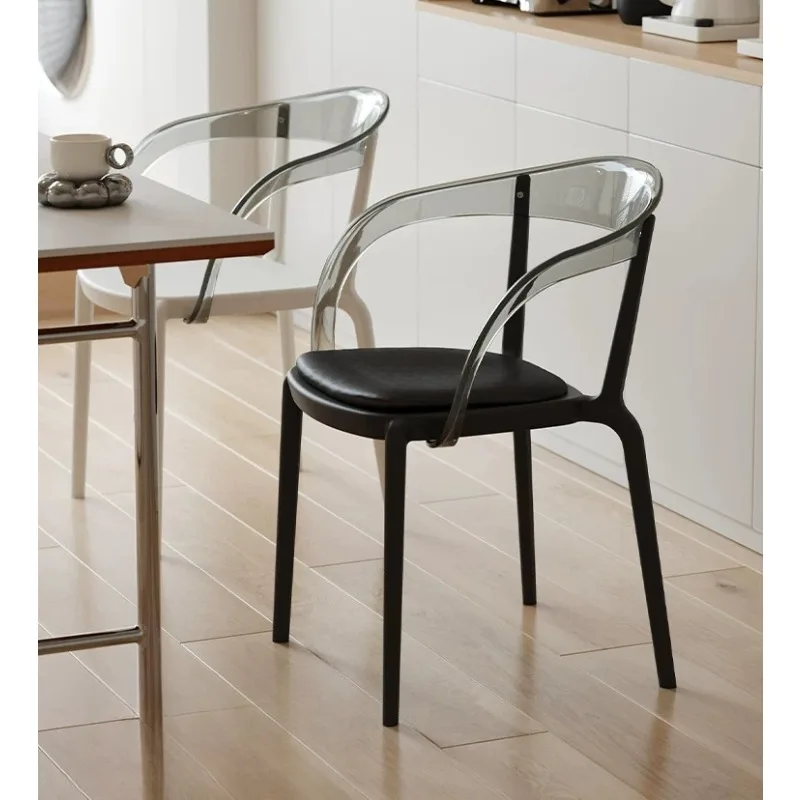 Dining Chair Nordic Plastic Home Simple Modern Designer Small Apartment Transparent Backrest Armrest Stool