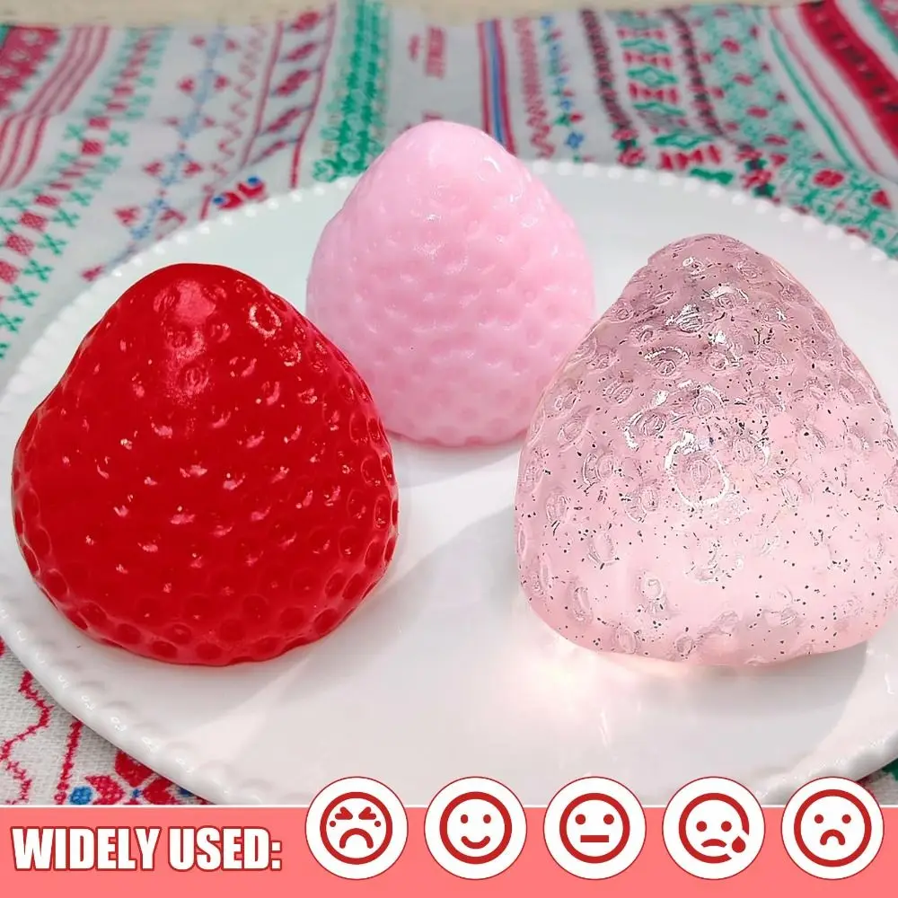 TPR Strawberry Squishies Sticky Texture OPP Packaging Fruit Squishies Upgrade Version Soft Touch Strawberry Squeeze