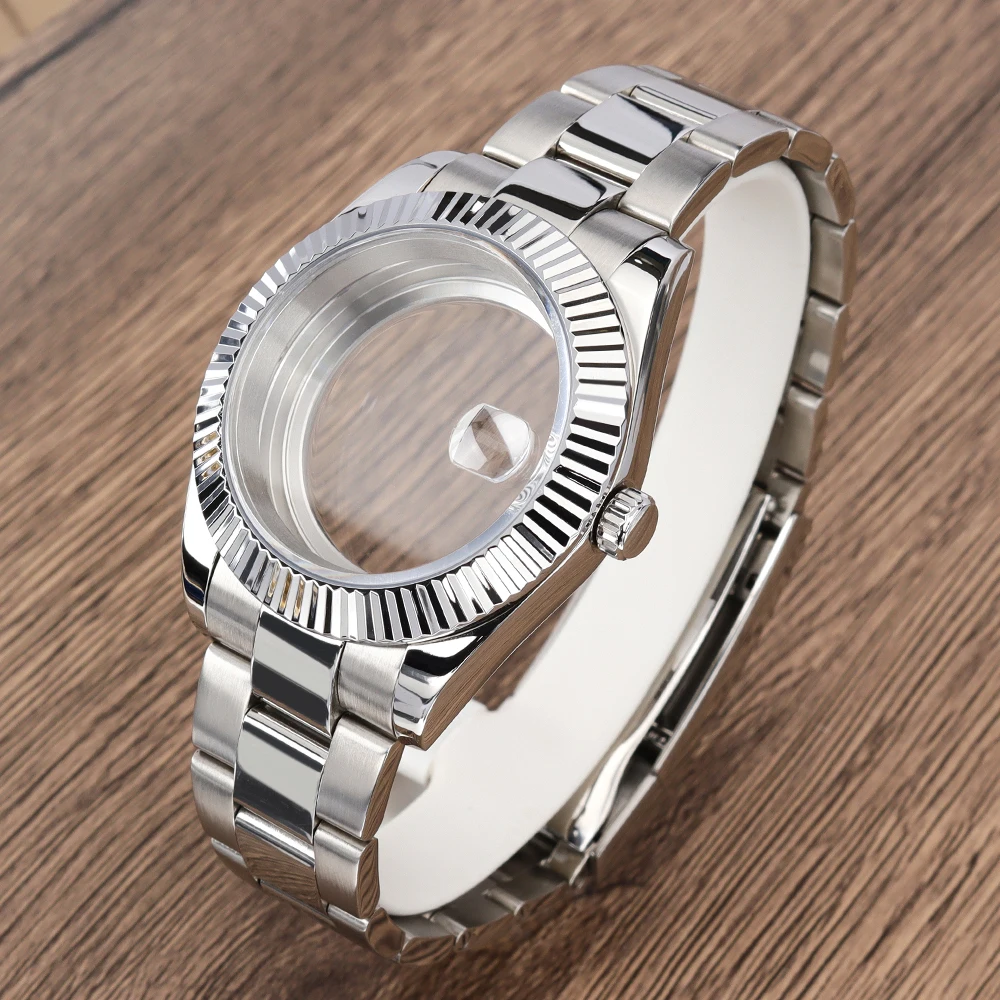 

36mm/39mm Watch Case Sapphire For Datejust SK Nh35 Nh36 Nh34 8215 Movement 29mm Dial Fluted Bezel Oyster Strap Glide Lock Clasp