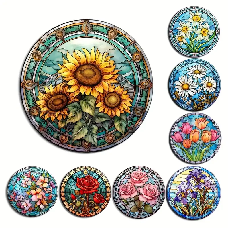 8-piece floral art coaster Set-5d DIY, non-slip heat resistant, perfect for home decoration and gifts