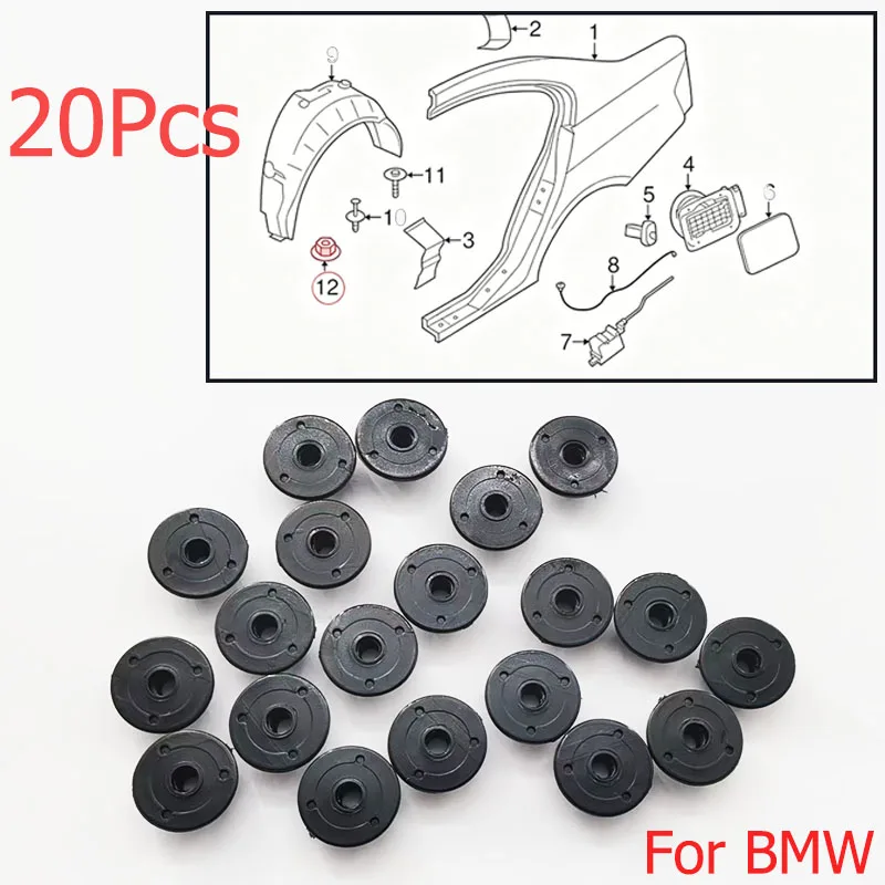 

20Pcs 10 mm Hex Head Plastic Self-Threading Fixed Nuts OE 07147169847 For BMW X1 X3 E90 E60
