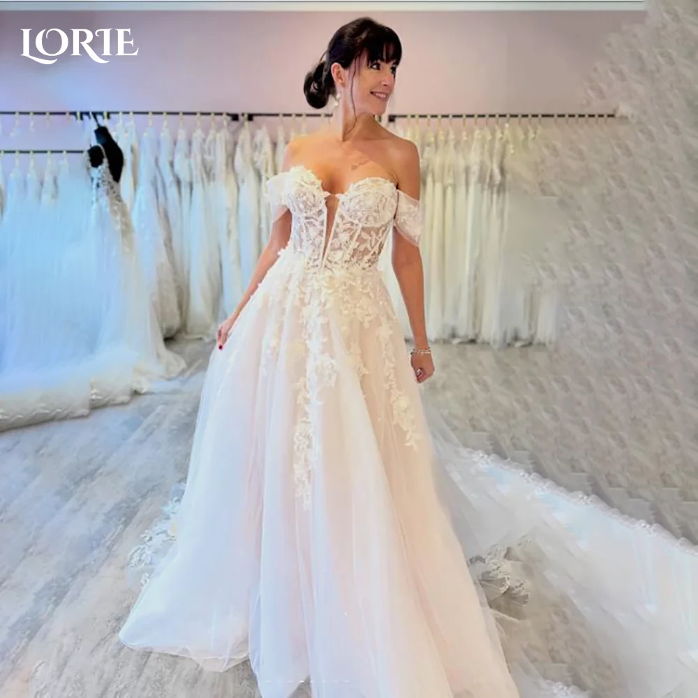 

Свадебное платье LORIE из атласа в современном стиле, А-силуэт, с пышными рукавами, для невесты, в стиле принцессы, на заказ, простое платье