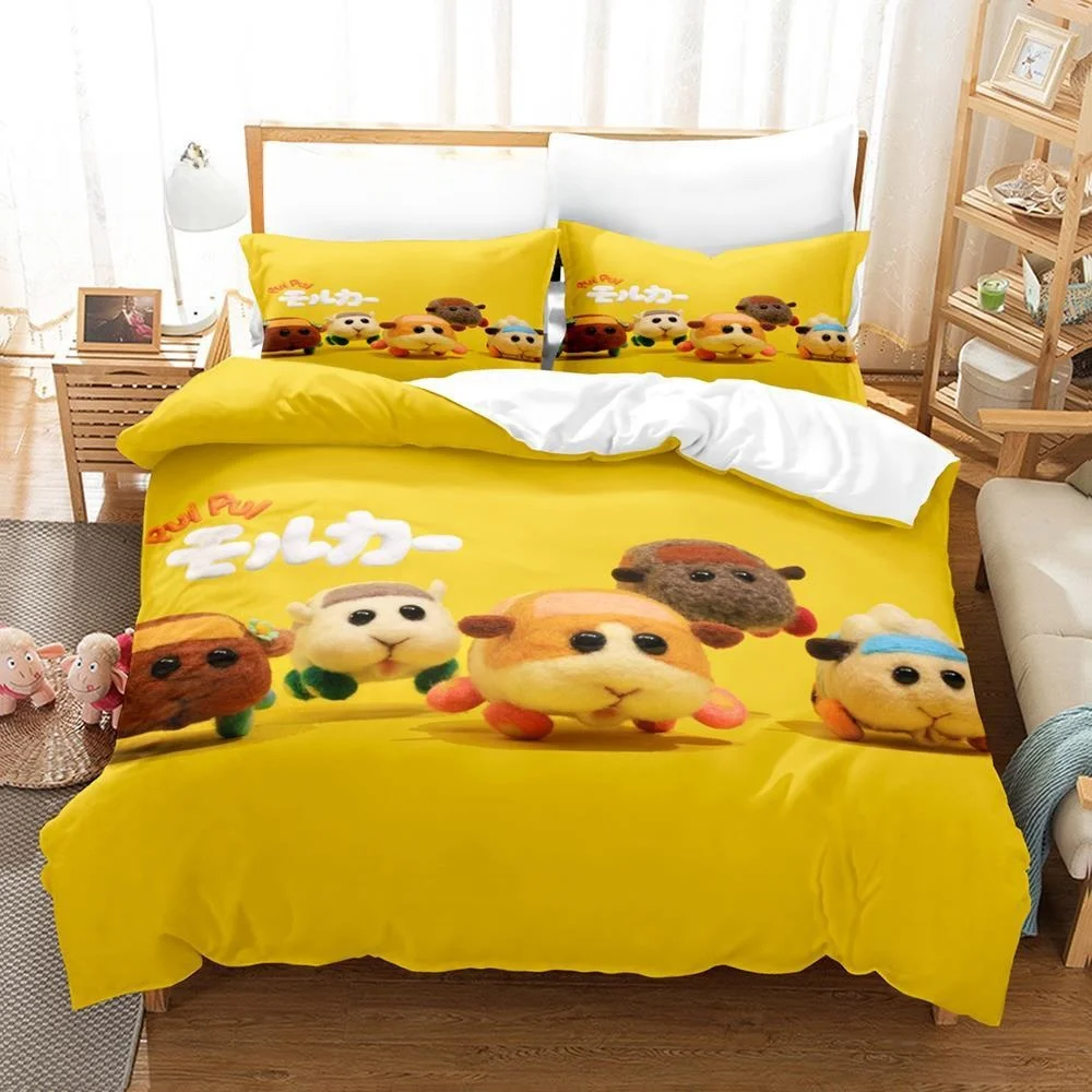 

Pui Pui Molcar Bedding Set Single Twin Full Queen King Size Bed Set Adult Kid Bedroom Duvet Cover Sets 3D Anime Bed Sheet Set