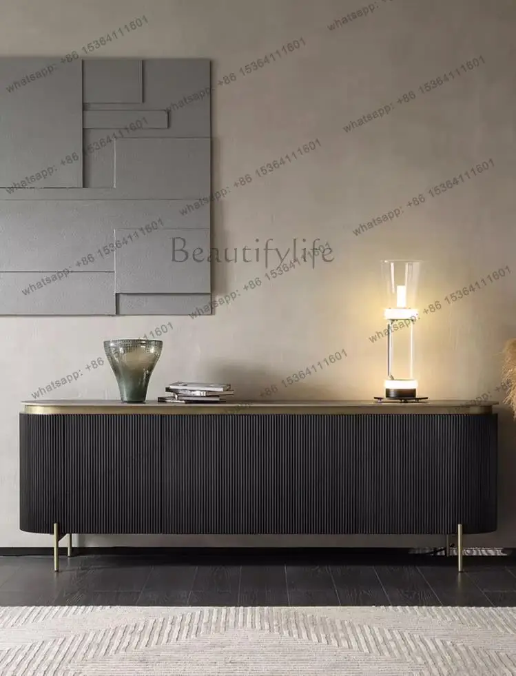 LJYItalian Light Luxury Rock Slab Dining Side Cabinet Living Room Storage Cabinet Modern Simple Designer Bedroom TV Cabin