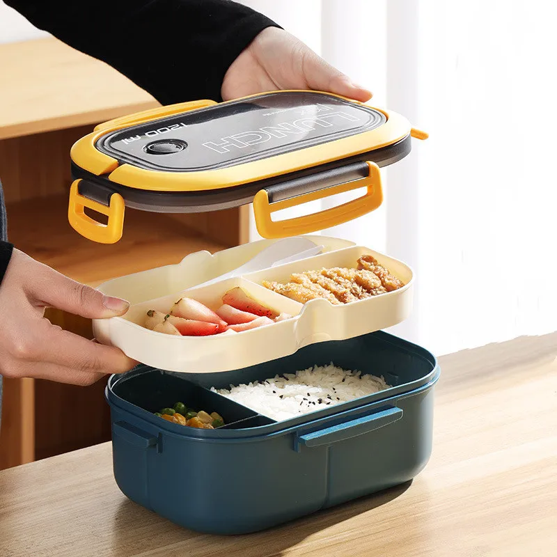 Portable air-tight lunchbox Eco-friendly double compartment Bento box A food storage container suitable for adults and children