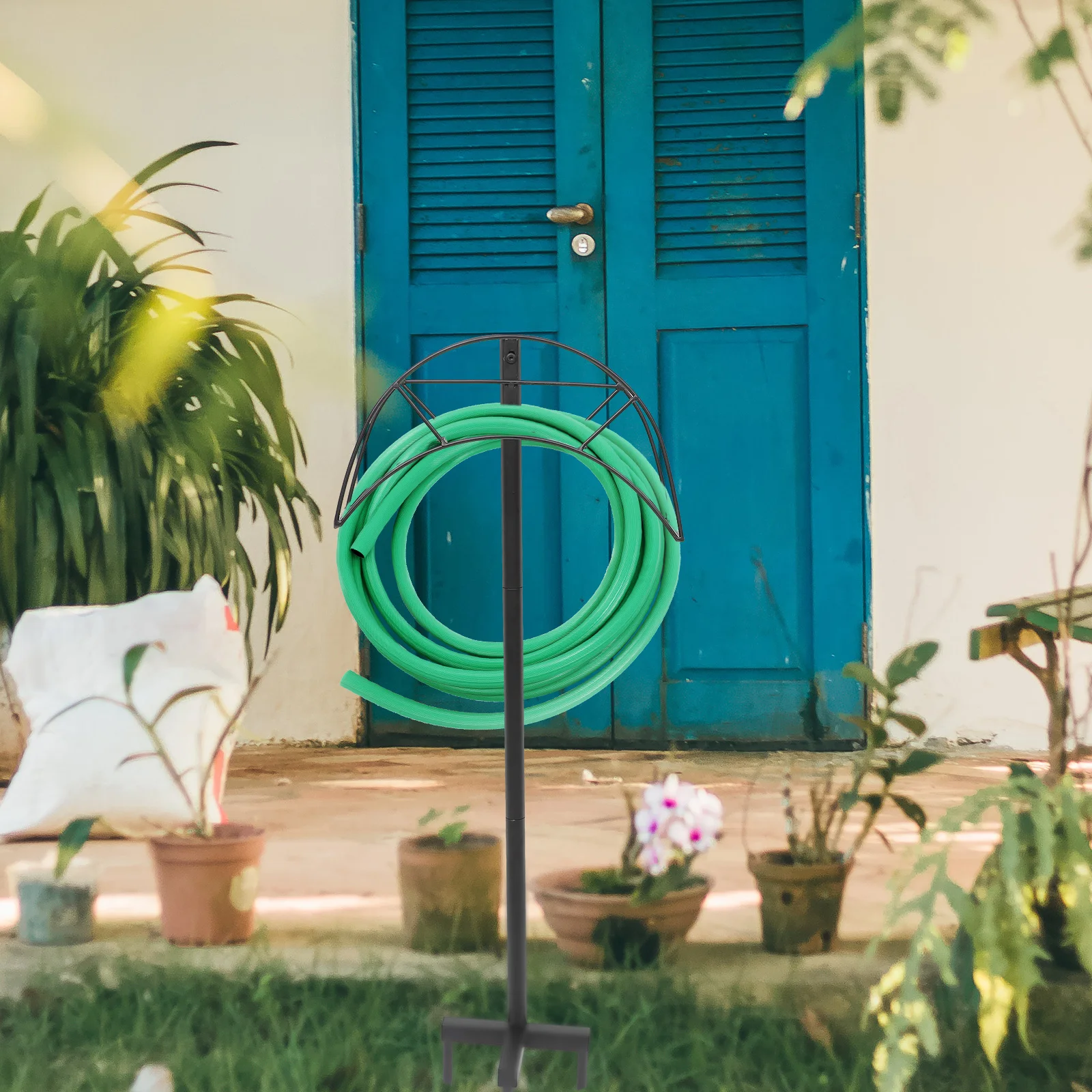 Detachable Garden Storage Metal Water Stand For Yard Outdoor Use Sturdy Vertical Hose Bracket Irrigation Storage Rack