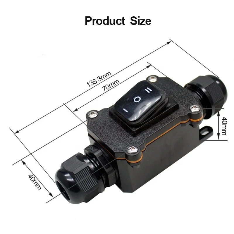 25A Waterproof Off On 6 4 Pin Red/Black Green Blue Push Button Rocker Inline Switch PG9 PG13.5 M20 IP40