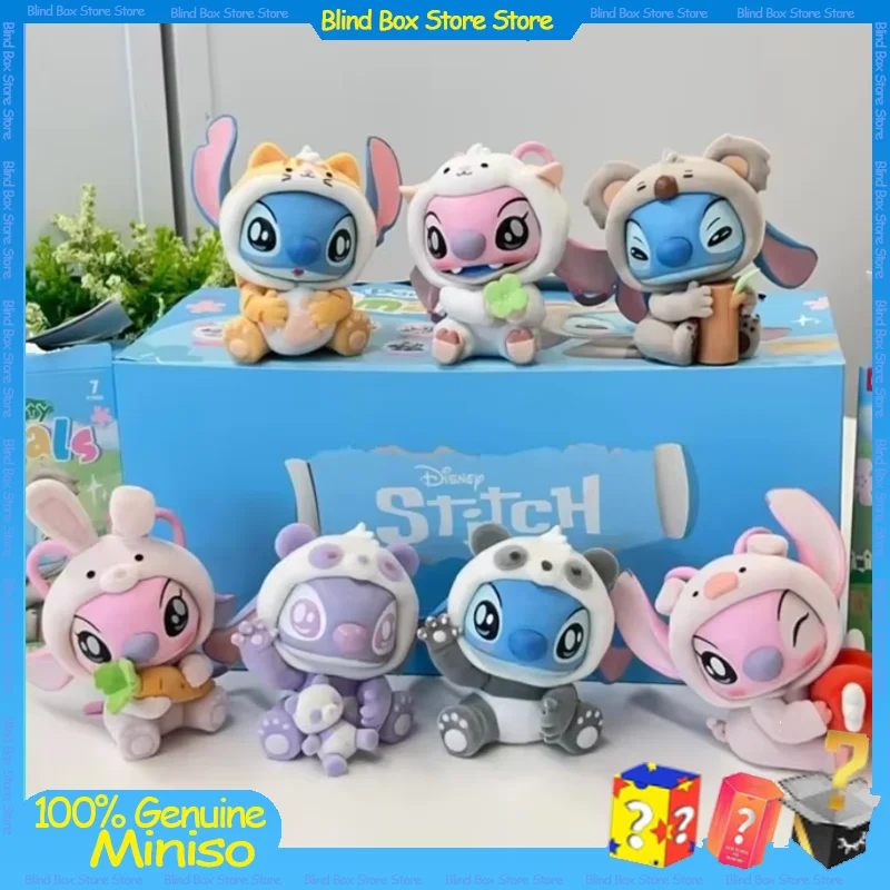 Miniso Stitch animales fiesta serie caja ciega caja misteriosa Stitch figura de acción decoración ornamento bolsa sorpresa regalos de cumpleaños