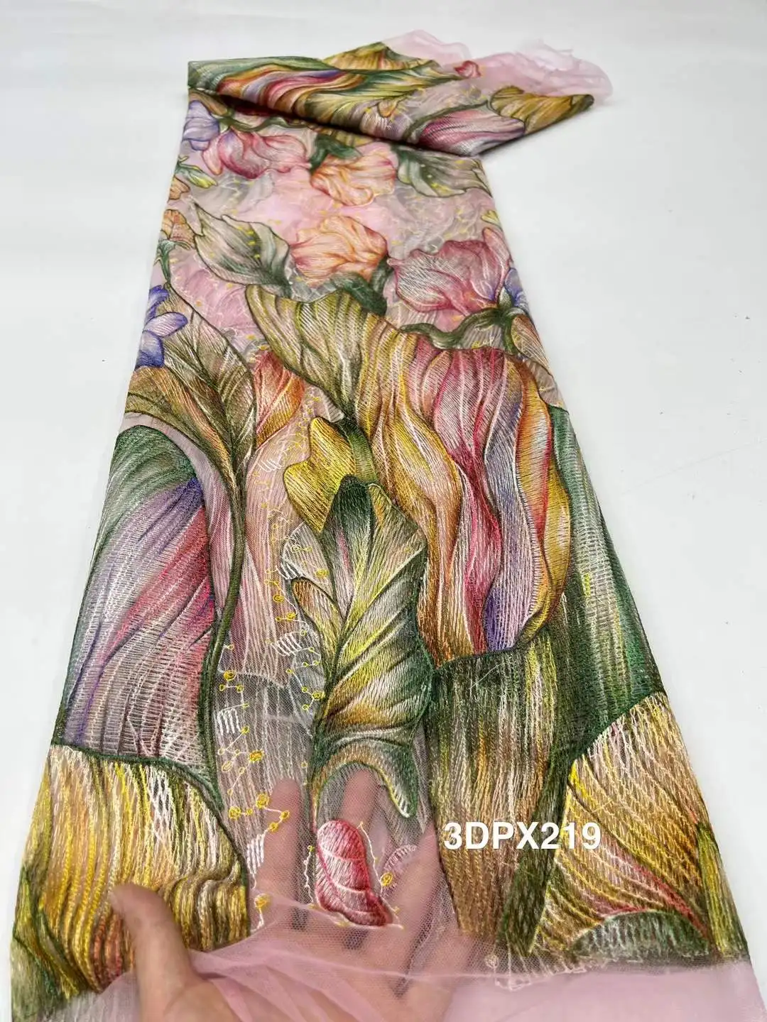 

African Tulle Lace Fabric 2025 High Quality 5 Yards Nigerian Sequins Fabric Material For Wedding Party Dress