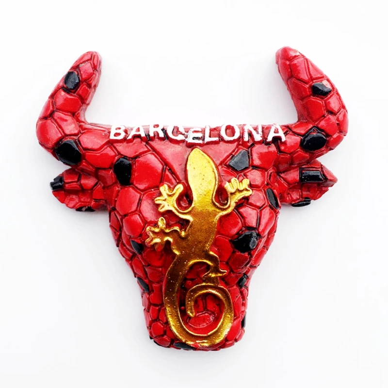 Handmade Mosaic Bullfight Head In Barcelona, Spain 3D Fridge Magnets Tourism Souvenirs Refrigerator Magnetic Stickers Gift