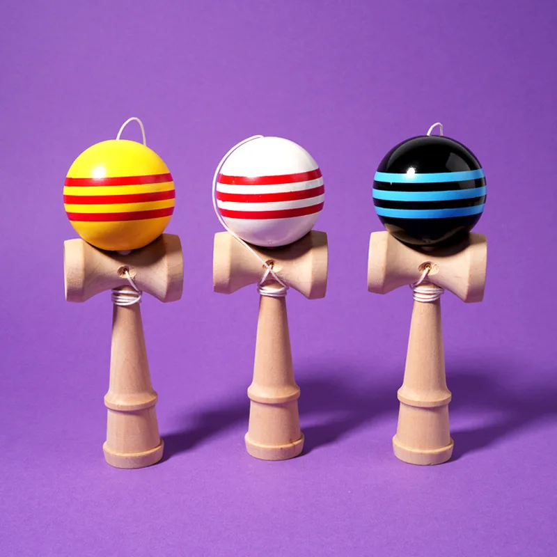 Zabawna Piłka Kendama z Drewna Malowanego, Piłka do Ćwiczeń w Pomieszczeniach, Trening Koordynacji Oko-Ręka dla Dzieci, Piłka do Żonglerki na Zewnątrz