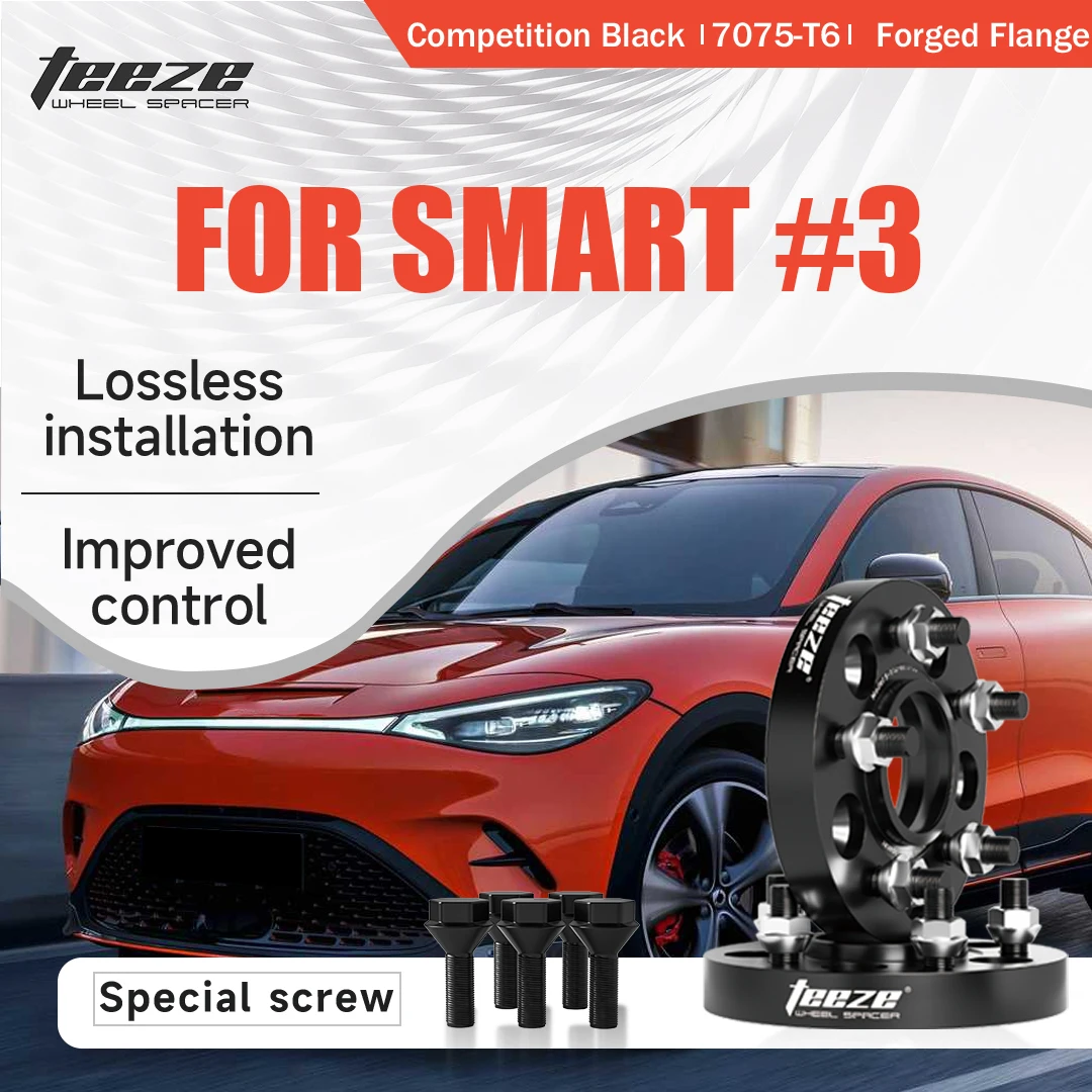 

Teeze 2/4pcs 5x108 CB 63.4 M14 x 1.5 Hub Centric Black Forged wheel spacer For Smart #3 Flange Plate15/20/25/30/35mm