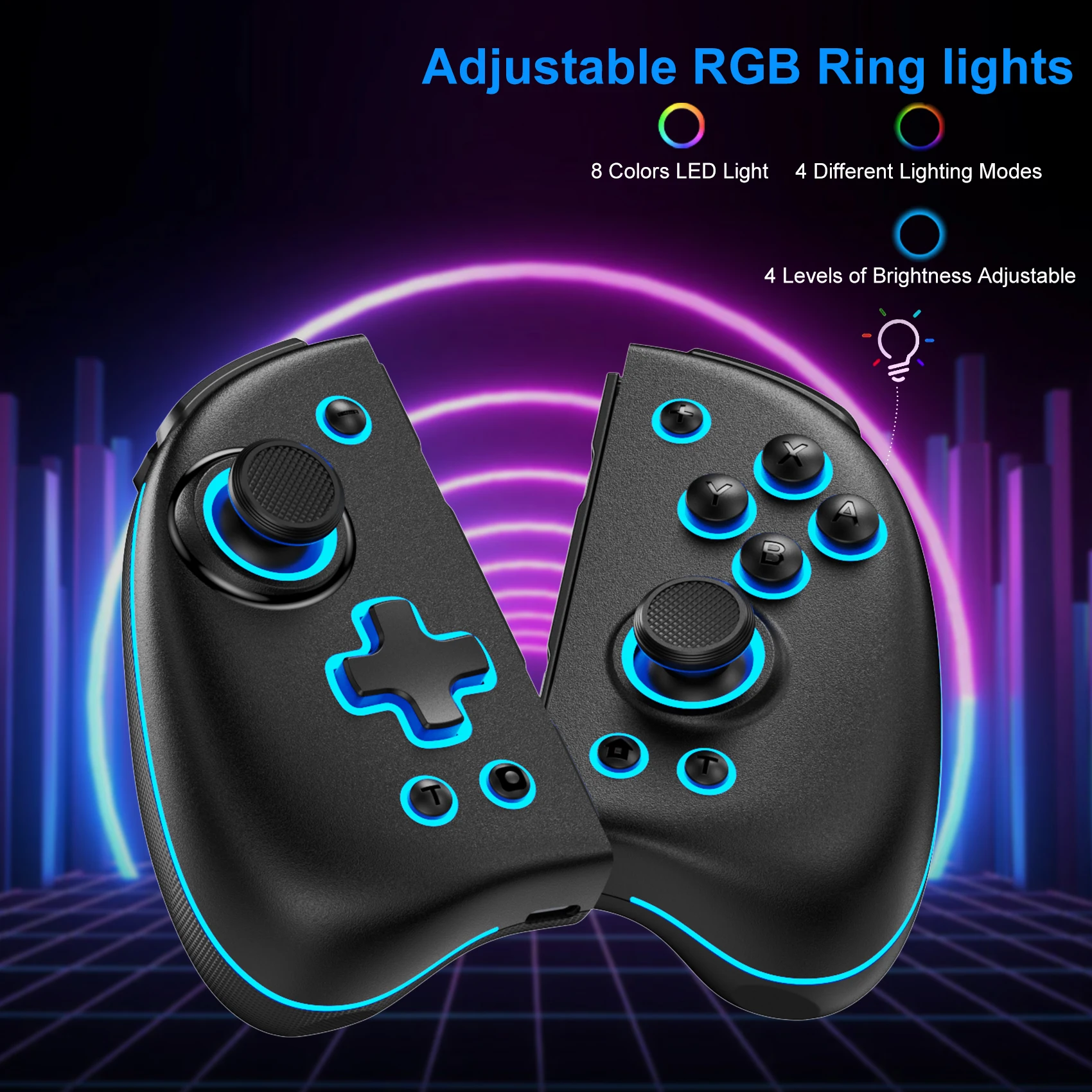 KS47 Game Controller For Nintendo Switch /Switch OLED Lite RGB Detachable Joy Con Joystick Six Axis Gamepad Joypad