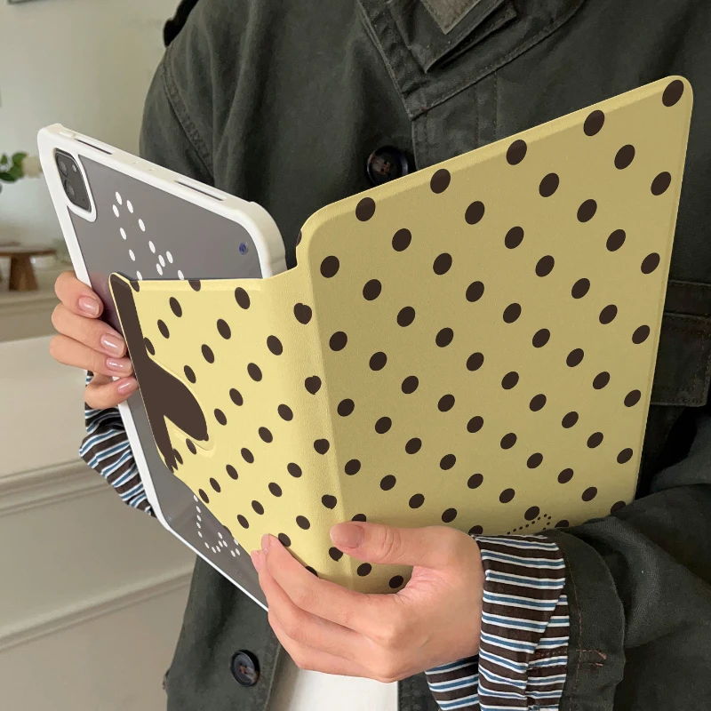 Yellow Polka Dot Tablet Case For iPad Pro 11 12.9 13 A16 M2 M4 M3 M5 Shell 8.3 9.7 10.2 5/6/7/8/9/10/11th Mini Air 3 4 5 6 Cover