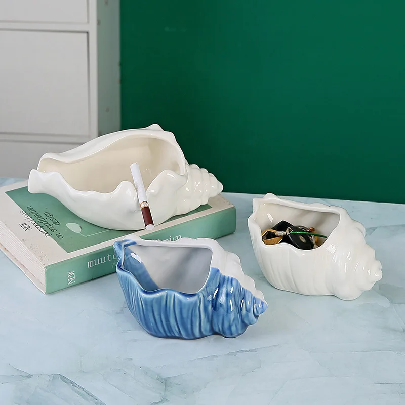 

Conch ceramic ashtray storage tank light luxury household living room ornament advanced sense conch easy to clean multi-purpose