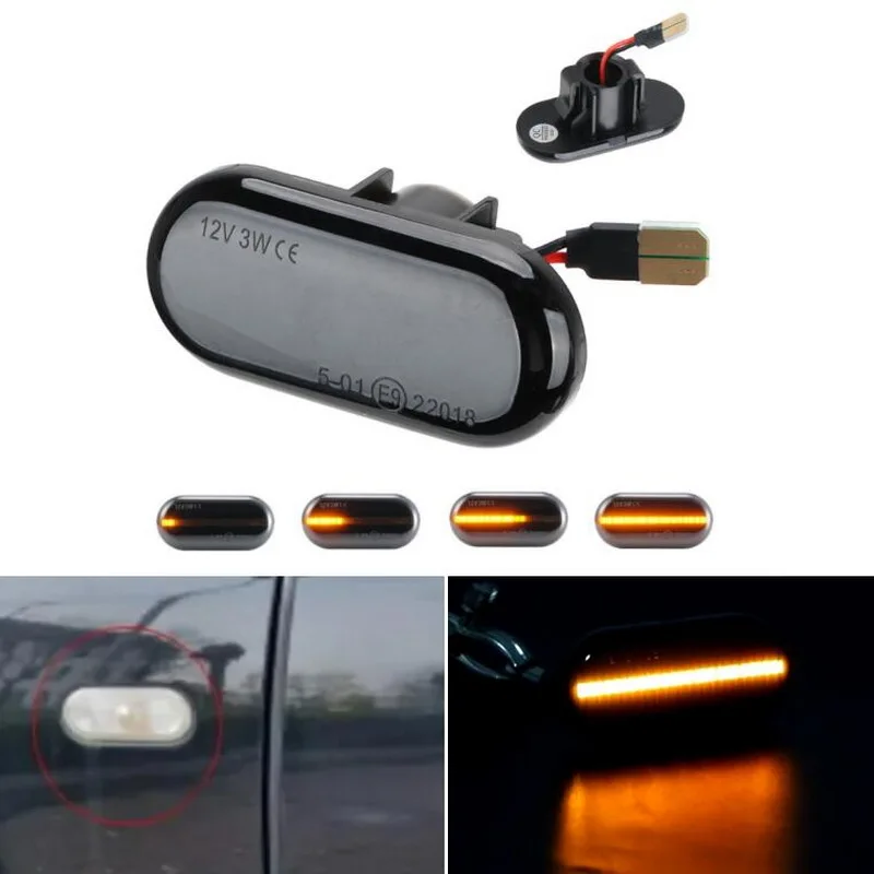 

For VW Renault LAGUNA CLIO ESPACE Nissan Opel MOVANO VIVARO Mercedes-Benz Smart 2pcs Led Turn Signals Running Water light Lamp