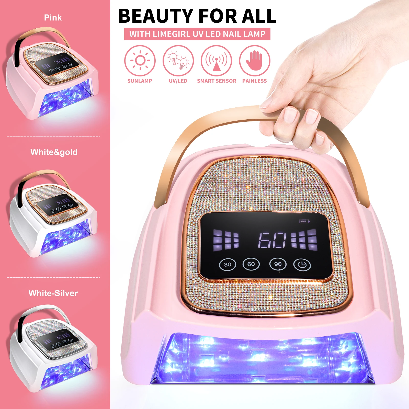Professional UV LED Nail Lamp Rechargeable 30 LED Nail Dryer Suitable for All Gel Nail Polish Curing Lamps Manicure Salon Tools