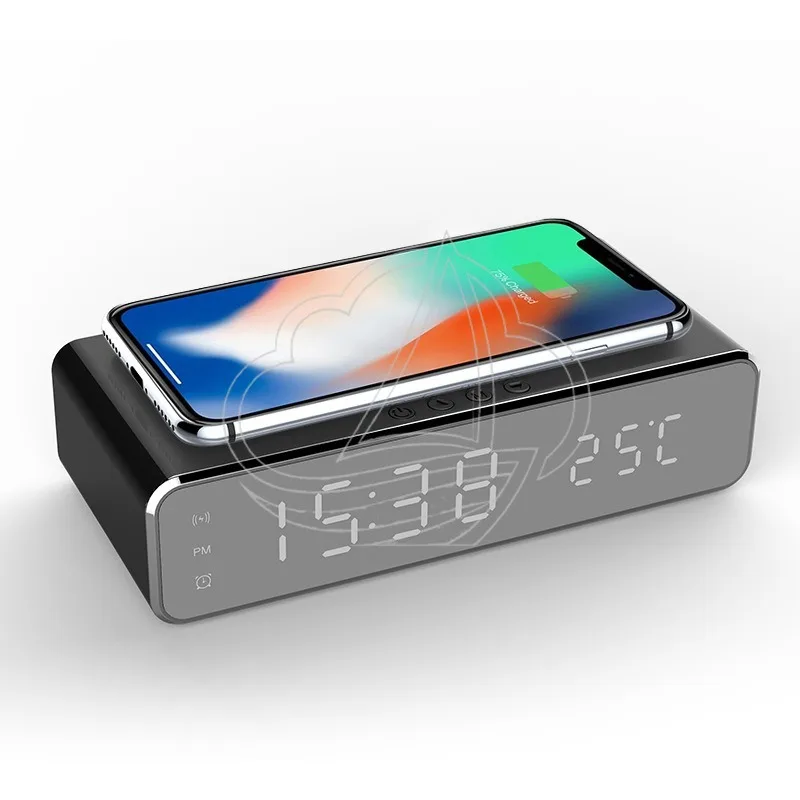 

High Quality Multifunctional LED Digital Clock Wireless Charger Thermometer Alarm Clock For Home Desktop