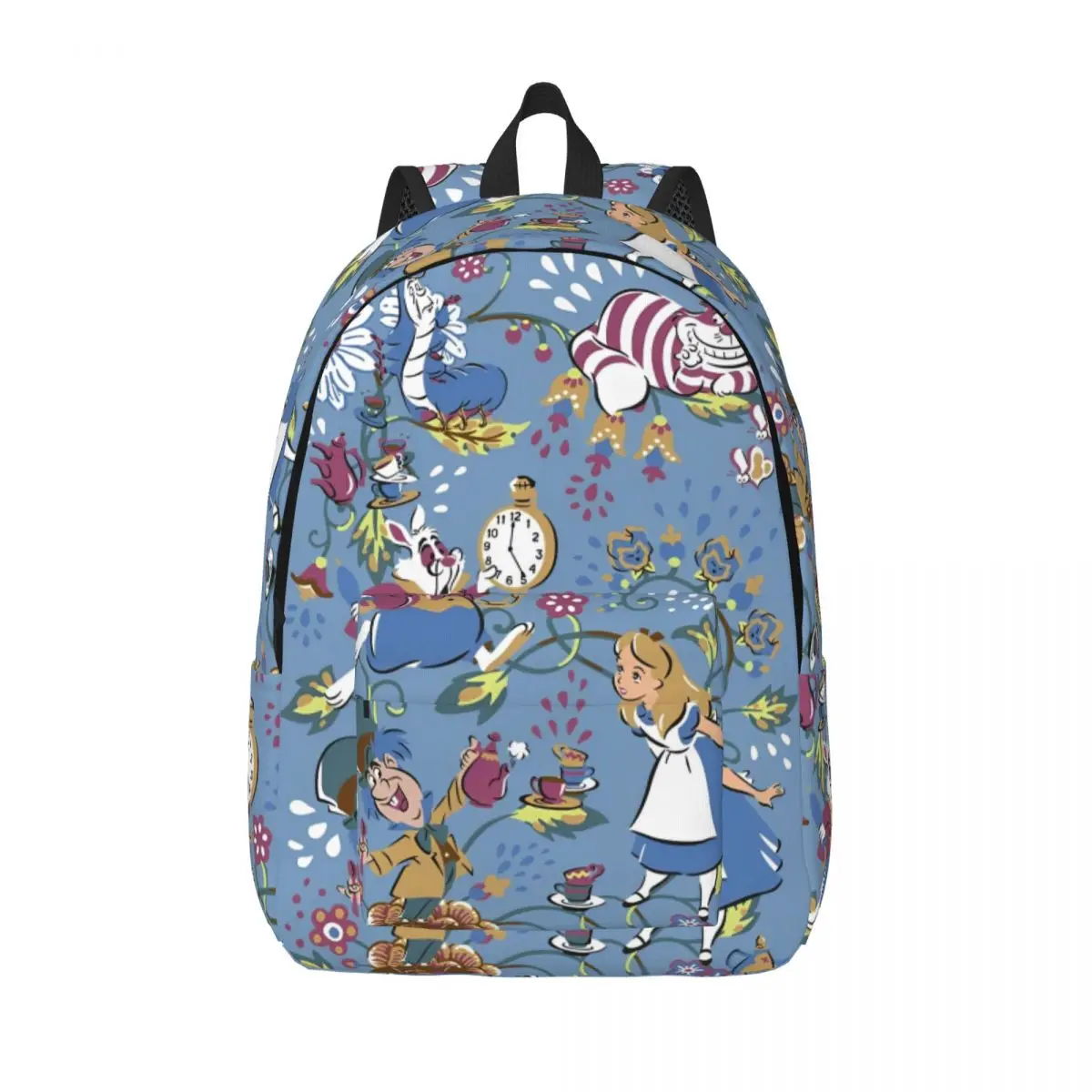 

Alice In Wonderland Cartoon Backpack Men Women Teenage High School Work Daypack The White Rabbit Laptop Canvas Bags with Pocket